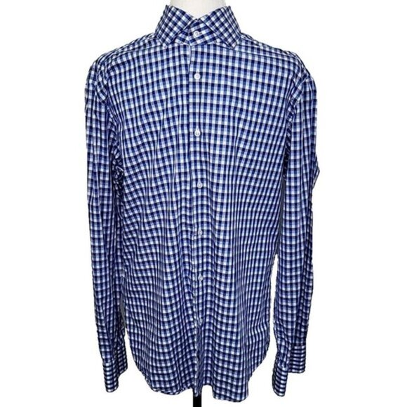 Boss Hugo Boss Eraldin Men's Regular Fit Blue Checkered Dress Shirt Neck 16" - Picture 2 of 8